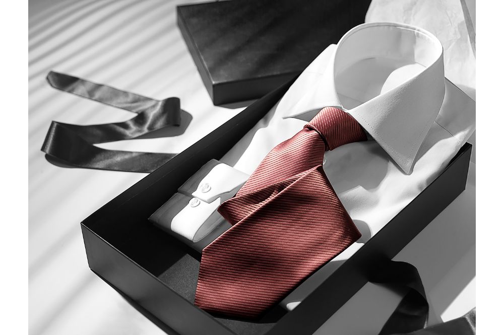 a shirt and tie inside the gift box